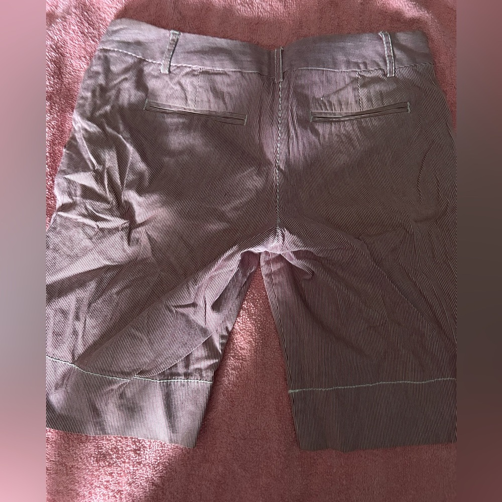 LOFT Pink and White Bermuda Shorts Cotton Blend Casual - Picture 2 of 3